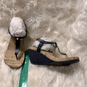 CHAPS navy wedge sandals